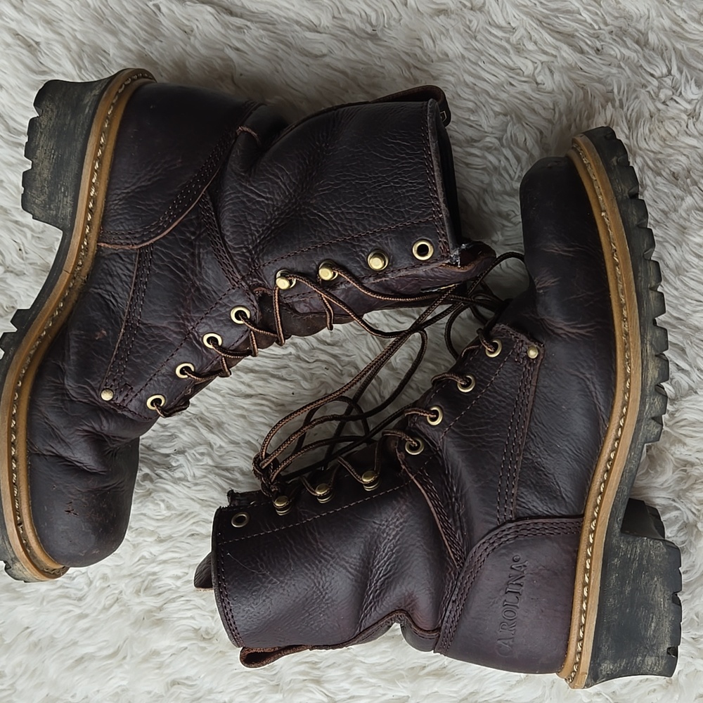 Carolina 8" Elm Waterproof Leather Logger WorkBoots US 9M EH Rated - Picture 3 of 10